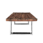Industrial Reclaimed Sleeper Wood Coffee Table with Stainless Steel Legs - Home Furniture Interiors