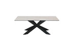 Modern Beige Ceramic and Glass Coffee Table with Black Iron Star Base - Home Furniture Interiors