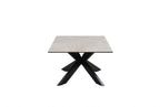 Modern Beige Ceramic and Glass Coffee Table with Black Iron Star Base - Home Furniture Interiors