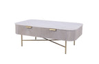 Modern Mango Wood 2 Drawer Rectangular Coffee Table with Marble Top - Home Furniture Interiors