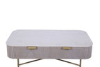 Modern Mango Wood 2 Drawer Rectangular Coffee Table with Marble Top - Home Furniture Interiors