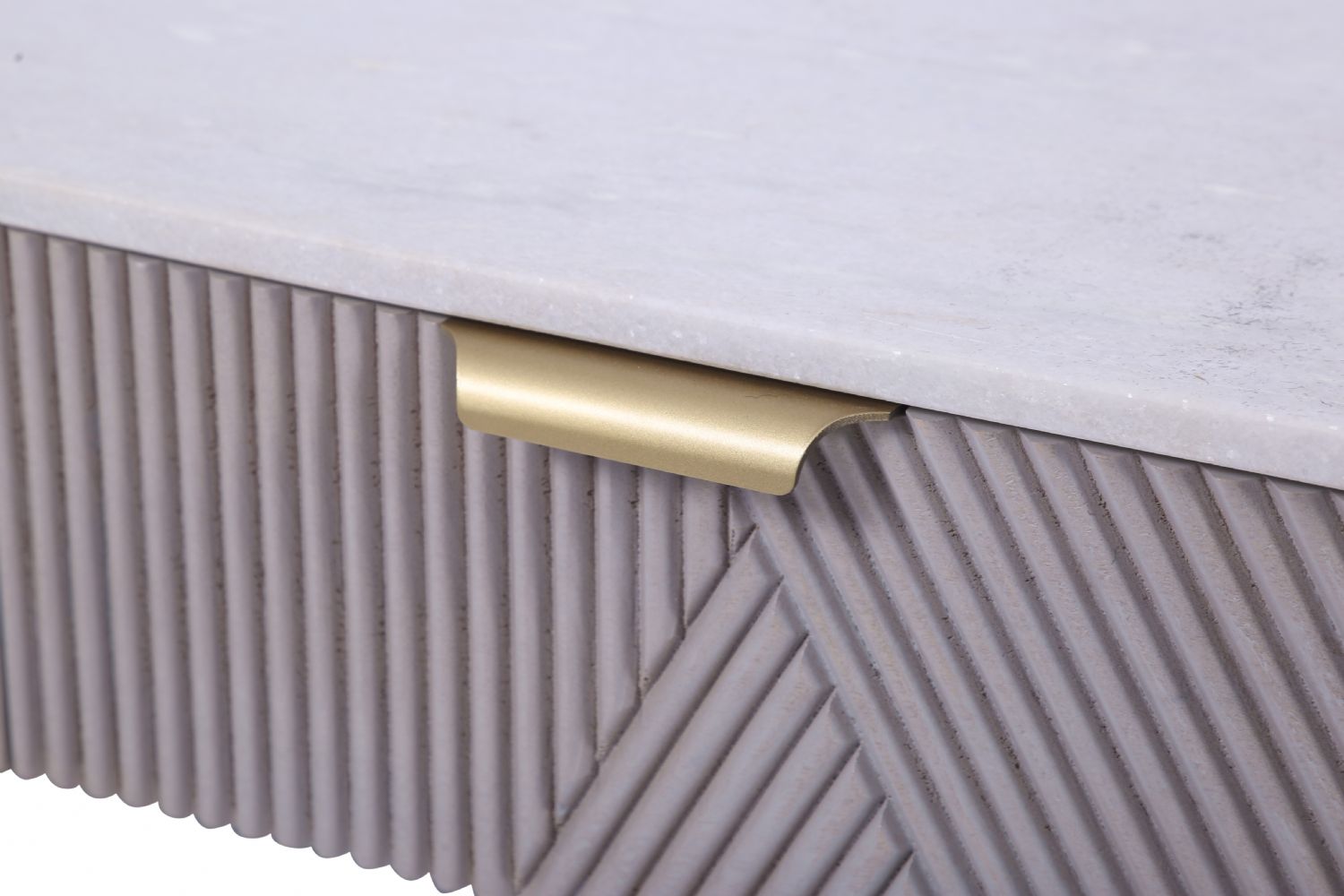 Modern Mango Wood 2 Drawer Rectangular Coffee Table with Marble Top - Home Furniture Interiors