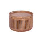 Modern Mango Wood Round Coffee Table with Lift Off Storage Top - Home Furniture Interiors