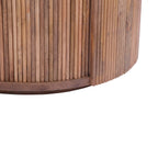 Modern Mango Wood Round Coffee Table with Slatted Drum Base - Home Furniture Interiors