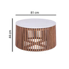 Modern Mango Wood Round Coffee Table with White Marble Top - Home Furniture Interiors