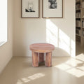 Natural Solid Mango Wood Round Coffee Table with Chunky Cylindrical Legs