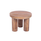 Natural Solid Mango Wood Round Coffee Table with Chunky Cylindrical Legs - Home Furniture Interiors