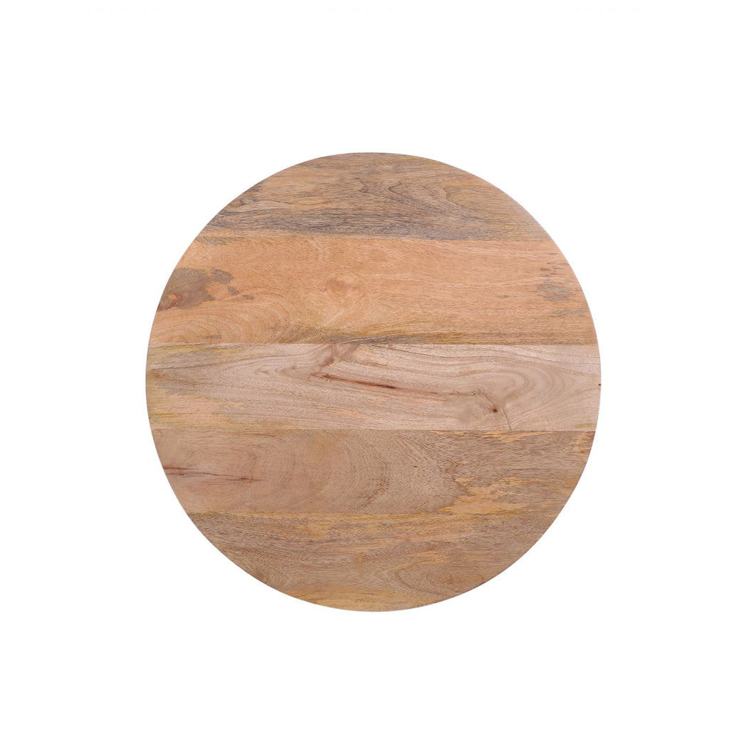 Natural Solid Mango Wood Round Coffee Table with Chunky Cylindrical Legs - Home Furniture Interiors