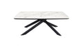 White Marble Effect Ceramic Coffee Table with Black Iron Angled Base