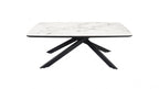 White Marble Effect Ceramic Coffee Table with Black Iron Angled Base