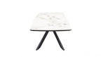 White Marble Effect Ceramic Coffee Table with Black Iron Angled Base - Home Furniture Interiors