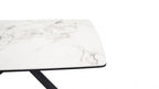 White Marble Effect Ceramic Coffee Table with Black Iron Angled Base - Home Furniture Interiors