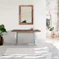 Modern Reclaimed Wood Rectangular Console Table with Polished Steel Legs
