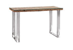 Modern Reclaimed Wood Rectangular Console Table with Polished Steel Legs - Home Furniture Interiors