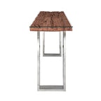 Modern Reclaimed Wood Rectangular Console Table with Polished Steel Legs - Home Furniture Interiors