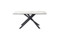 Modern White Marble Effect Ceramic Console Table with Black Metal Angled Base
