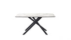 Modern White Marble Effect Ceramic Console Table with Black Metal Angled Base