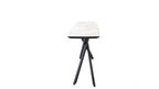 Modern White Marble Effect Ceramic Console Table with Black Metal Angled Base - Home Furniture Interiors