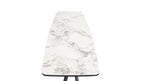 Modern White Marble Effect Ceramic Console Table with Black Metal Angled Base - Home Furniture Interiors
