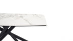 Modern White Marble Effect Ceramic Console Table with Black Metal Angled Base - Home Furniture Interiors