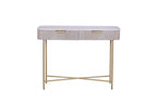 White Marble and Mango Wood 2 Drawer Console Table with Gold Metal Frame
