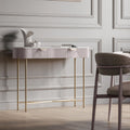 White Marble and Mango Wood 2 Drawer Console Table with Gold Metal Frame - Home Furniture Interiors