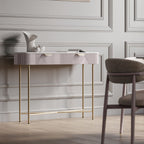 White Marble and Mango Wood 2 Drawer Console Table with Gold Metal Frame - Home Furniture Interiors