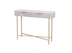 White Marble and Mango Wood 2 Drawer Console Table with Gold Metal Frame - Home Furniture Interiors