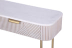 White Marble and Mango Wood 2 Drawer Console Table with Gold Metal Frame - Home Furniture Interiors