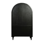 Black Mango Wood Arched 2 Door 3 Drawer Glass Display Cabinet with Shelves - Home Furniture Interiors