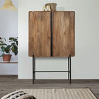 Industrial Mango Wood High Storage Cupboard with Grooved Shelves
