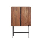 Industrial Mango Wood High Storage Cupboard with Grooved Shelves - Home Furniture Interiors
