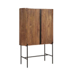 Industrial Mango Wood High Storage Cupboard with Grooved Shelves - Home Furniture Interiors