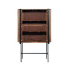 Industrial Mango Wood High Storage Cupboard with Grooved Shelves - Home Furniture Interiors