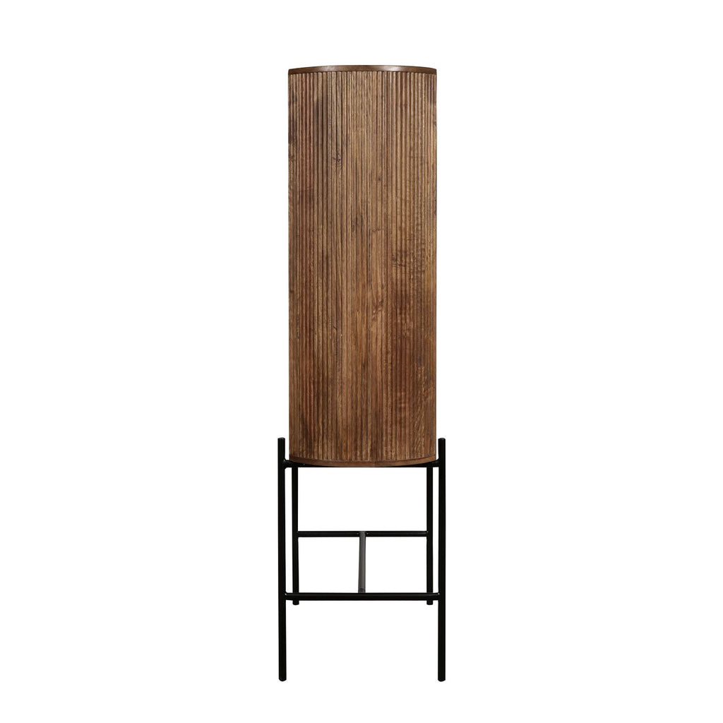 Industrial Mango Wood High Storage Cupboard with Grooved Shelves - Home Furniture Interiors