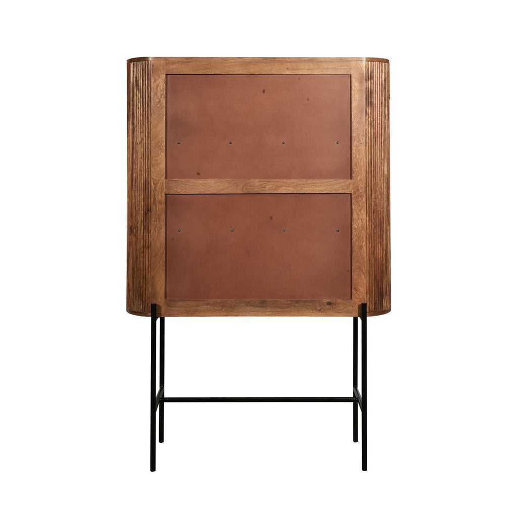 Industrial Mango Wood High Storage Cupboard with Grooved Shelves - Home Furniture Interiors