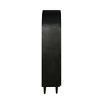 Modern Black and Natural Mango Wood 1 Door 3 Drawer Arched Cabinet - Home Furniture Interiors