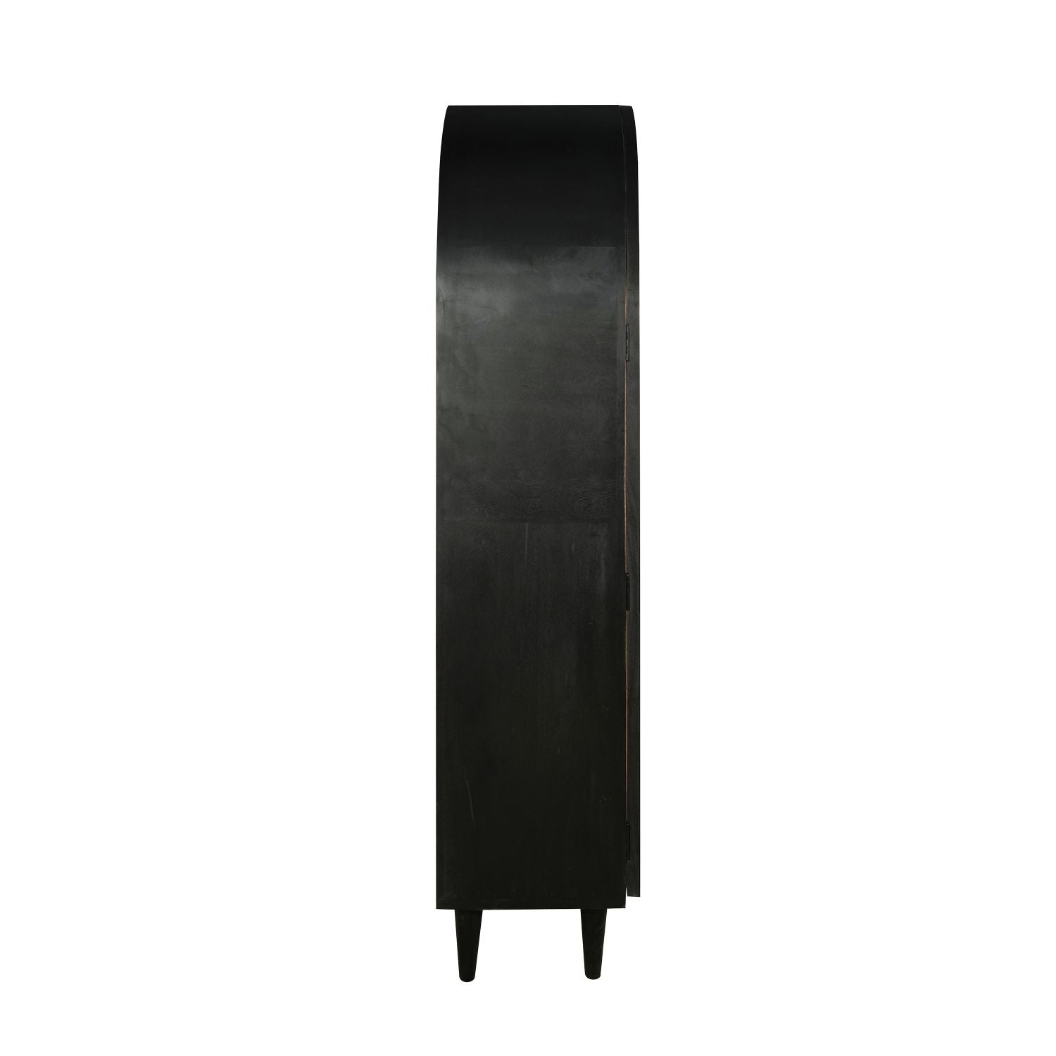 Modern Black and Natural Mango Wood 1 Door 3 Drawer Arched Cabinet - Home Furniture Interiors