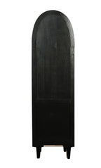 Modern Black and Natural Mango Wood 1 Door 3 Drawer Arched Cabinet - Home Furniture Interiors