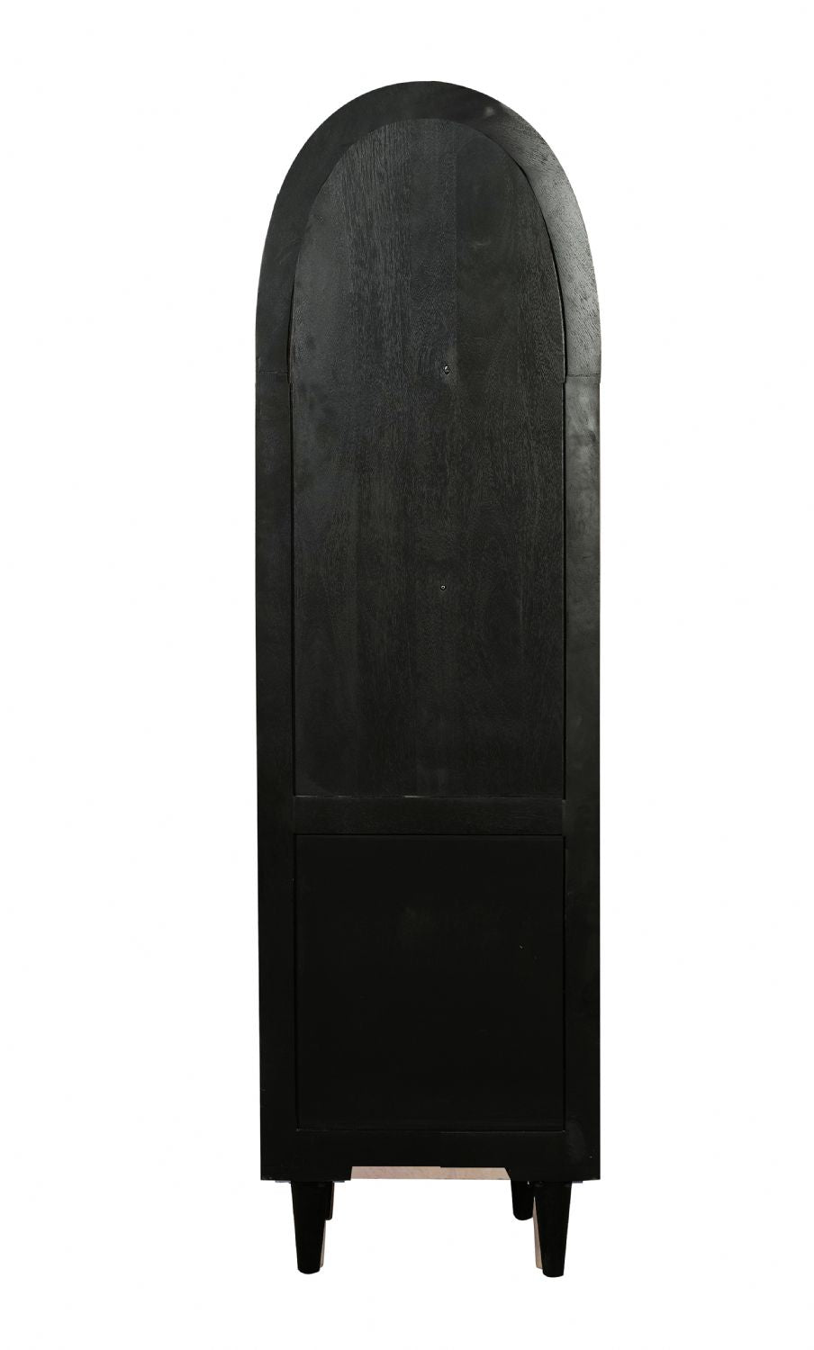 Modern Black and Natural Mango Wood 1 Door 3 Drawer Arched Cabinet - Home Furniture Interiors