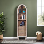 Modern Whitewashed Mango Wood 1 Door 3 Drawer Cabinet with Arched Frame