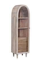 Modern Whitewashed Mango Wood 1 Door 3 Drawer Cabinet with Arched Frame - Home Furniture Interiors