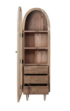 Modern Whitewashed Mango Wood 1 Door 3 Drawer Cabinet with Arched Frame - Home Furniture Interiors