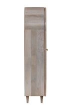 Modern Whitewashed Mango Wood 1 Door 3 Drawer Cabinet with Arched Frame - Home Furniture Interiors