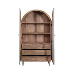 White Mango Wood Arched 2 Door 3 Drawer Glass Display Cabinet with Shelves - Home Furniture Interiors