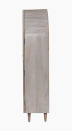 White Mango Wood Arched 2 Door 3 Drawer Glass Display Cabinet with Shelves - Home Furniture Interiors