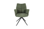 Modern Green Chenille Swivel Dining Chair with Black Metal Spider Base - Home Furniture Interiors