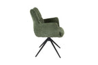 Modern Green Chenille Swivel Dining Chair with Black Metal Spider Base - Home Furniture Interiors