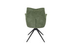 Modern Green Chenille Swivel Dining Chair with Black Metal Spider Base - Home Furniture Interiors
