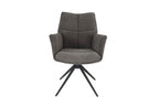 Modern Grey Chenille Swivel Dining Chair with Black Metal Spider Base - Home Furniture Interiors